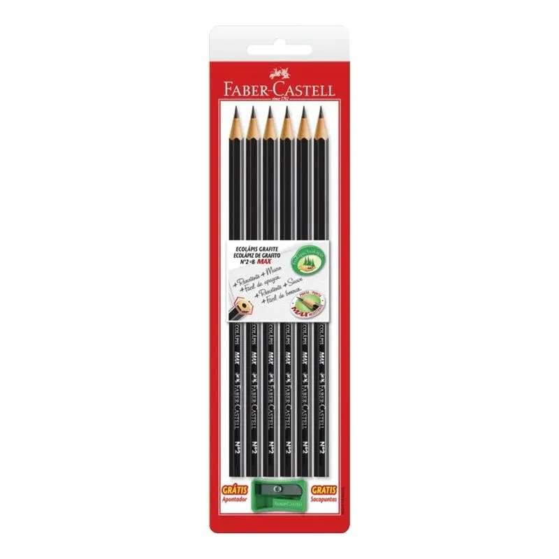 Lápis Preto Faber Castell Ecolápis Max Com 6 Apontador