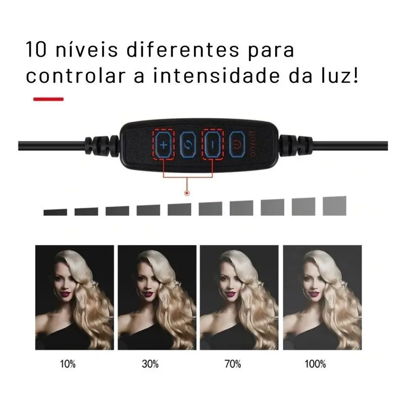 Ring Light Led Iluminador 30cm Forte E Completo Tripé 360º