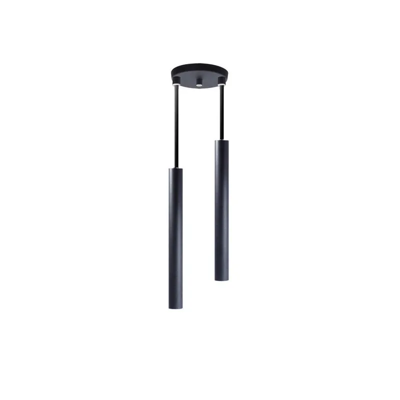 Pendente Luminária Tubo Preto 30 Cm - Duplo