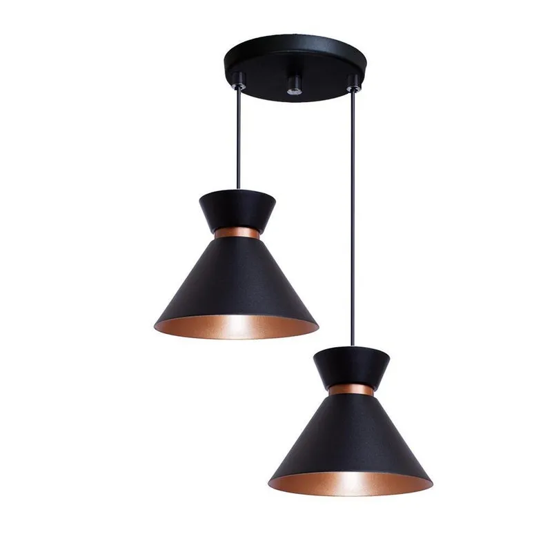 Pendente Lustre Luminária Berlin 15cm Preto Duplo