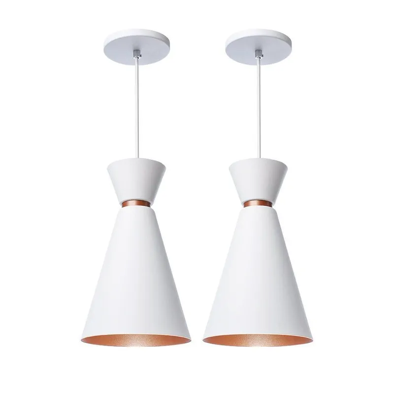 Kit 2 Pendente Lustre Luminária Pequim Branco 30cm