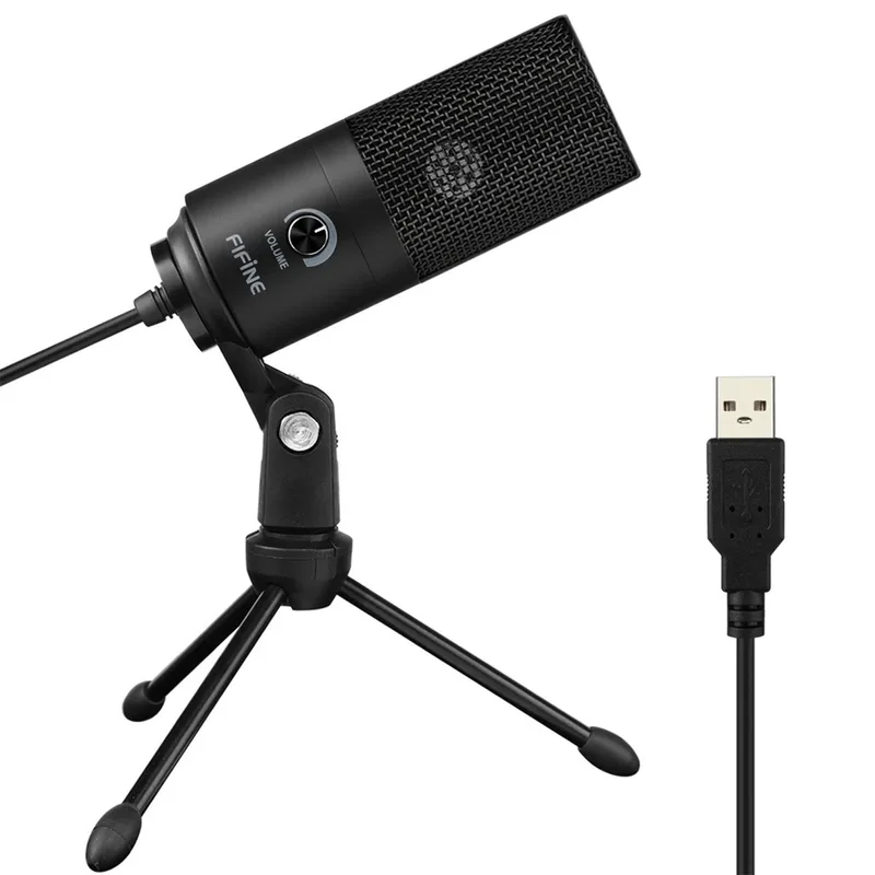 Microfone Condensador Fifine K669 Usb Preto Black