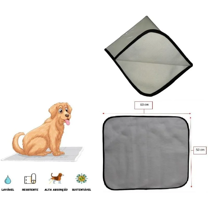 Kit 5 Tapetes Higiênico Lavável P, Tam 50x60 Cm, Resistente