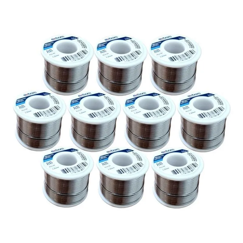 Kit 10 Estanho Fio 60x40 (pb/sn) 1.5mm Com Fluxo Ra 250g