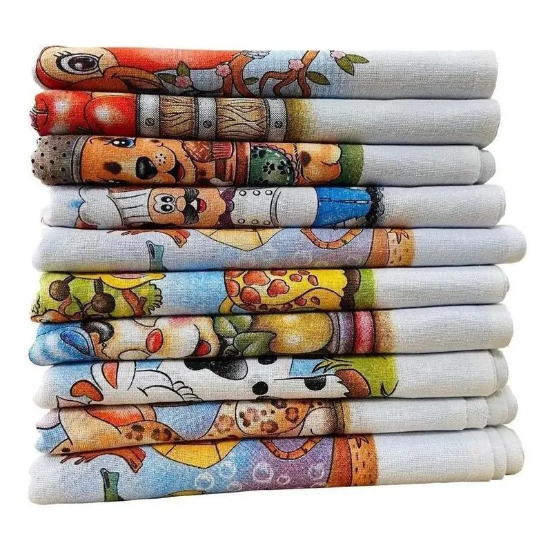 Pano De Prato Premium Estampado Kit Com 10 Peças