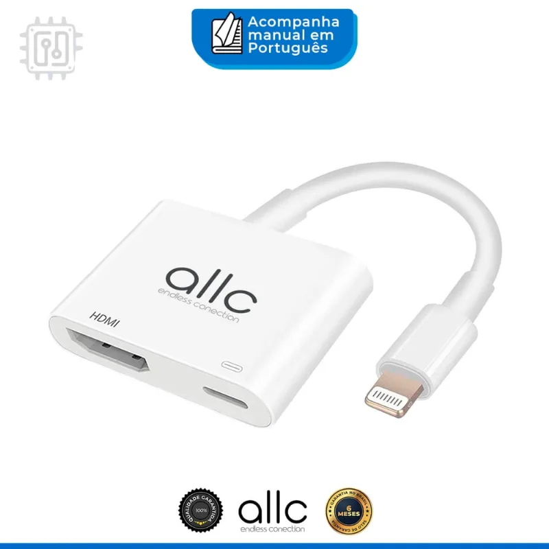 Cabo Adaptador Lightning para hdmi - Espelhar Tela do iPhone iPad na TV