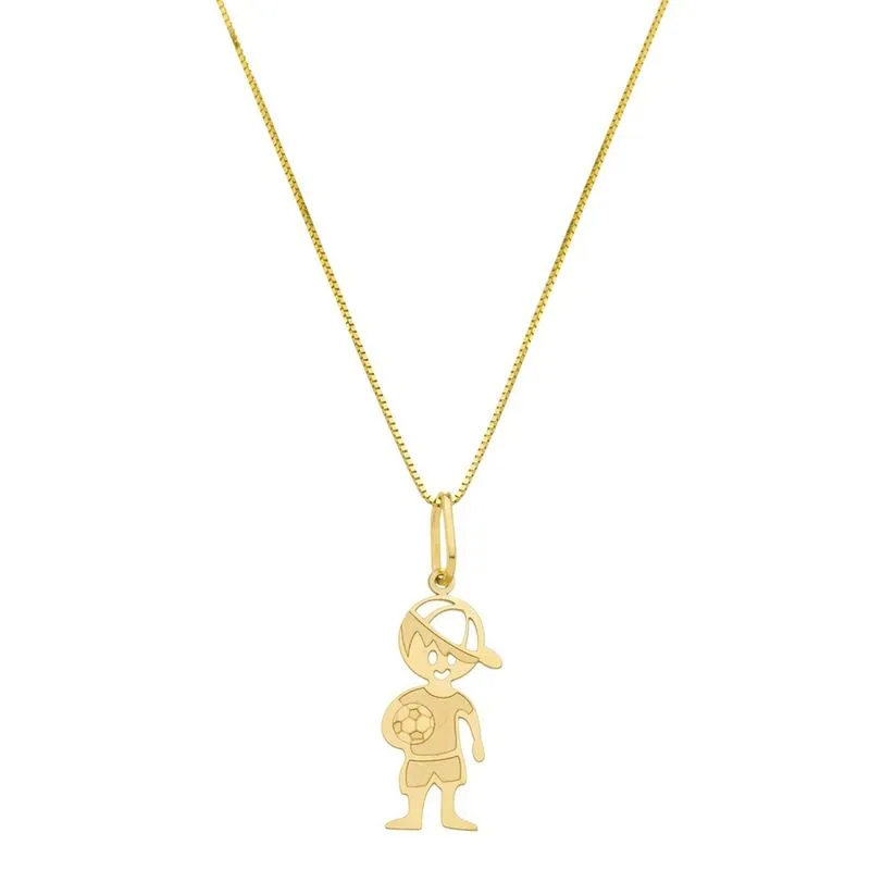 Corrente Colar Feminina De Ouro 18k 50cm E Menino Futebol