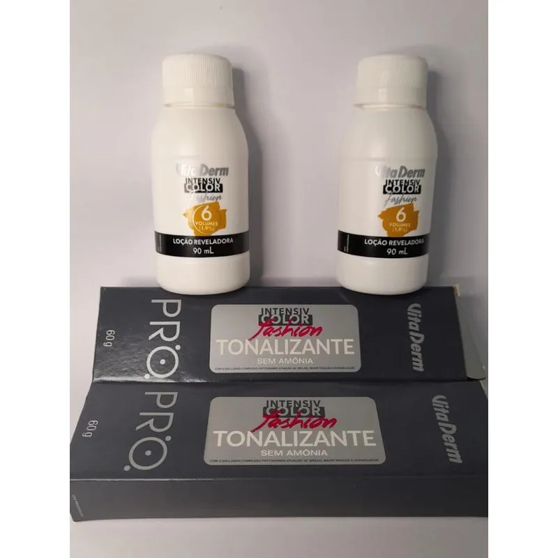 2 Colorações Vita Derm A Sua Escolha + 2 Ox 20 Volumes 90ml