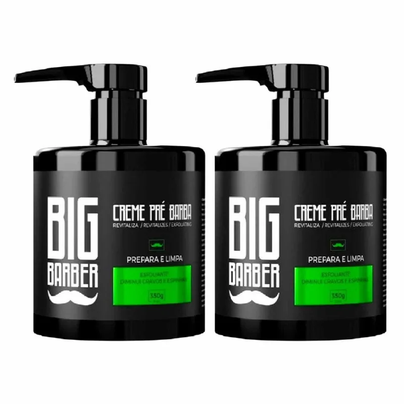 Kit 2x Creme Pré Barba Esfoliante 350g Hidratante Big Barber