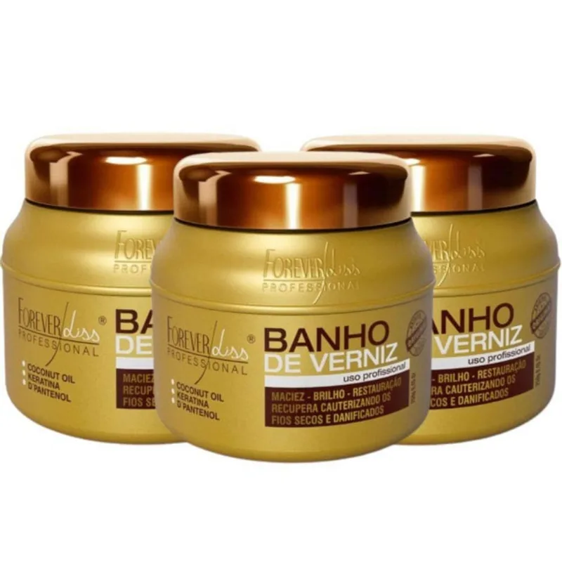 Combo Com 3 Máscaras Banho De Verniz Forever Liss 250G