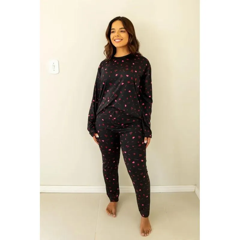3x Pijama Longo De Frio De Inverno Feminino Canelado Premium
