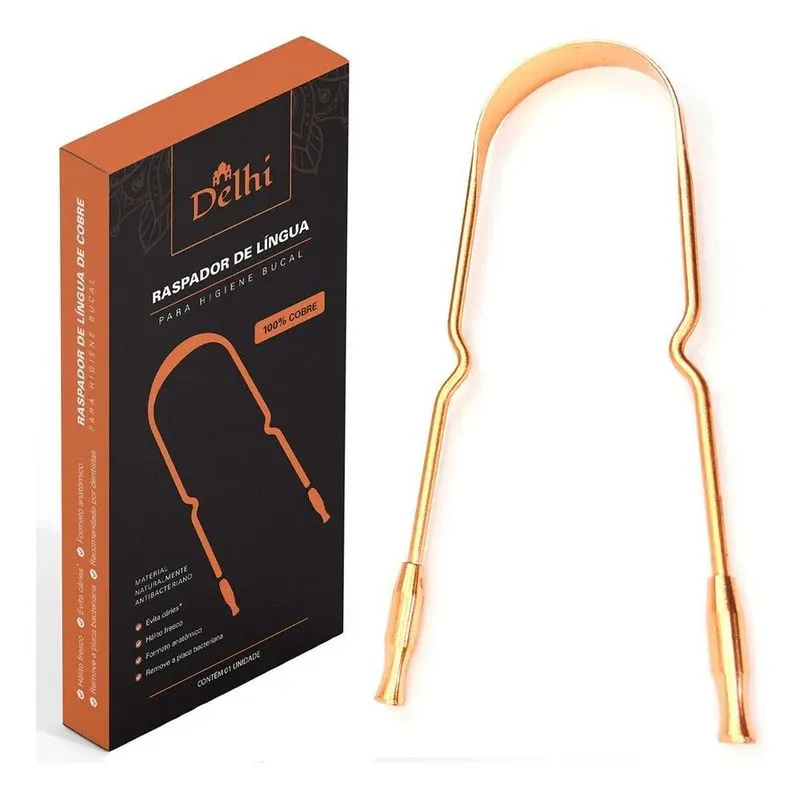 3x Raspador Limpador De Língua De Cobre - Delhi Ayurveda - H