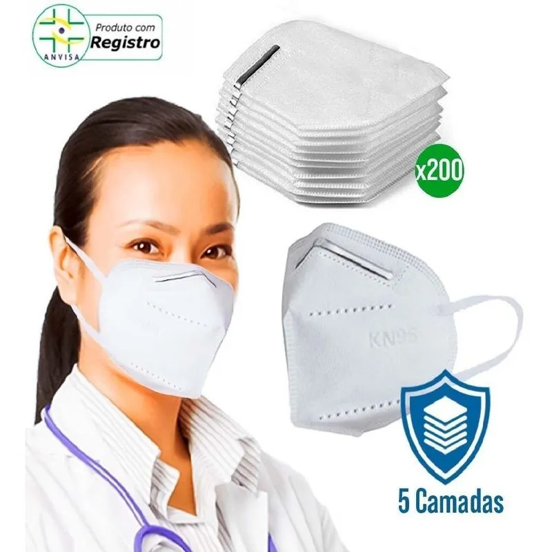 Kit 200 Máscara Kn95 5 Camada Respiratória Pff2 N95 Proteção