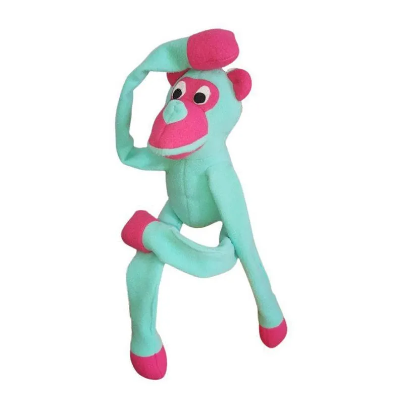 Macaco De Pelúcia Apito Brinquedo Pet Cachorros Verde Rosa