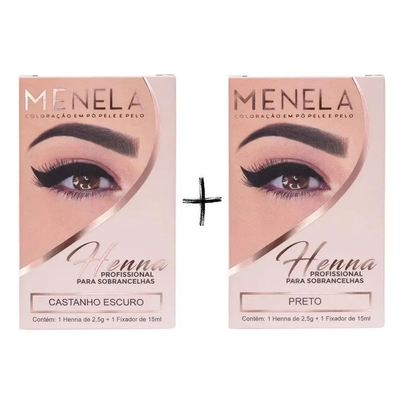 Combo Kit Henna Menela Castanho Escuro + Preto