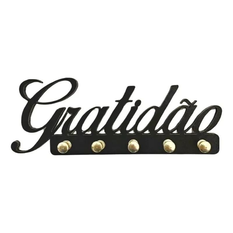 Organizador Para Chaveiro Porta Chave Pinus Gratidao Preto