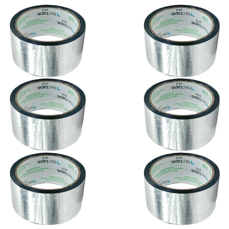 Fita Adesiva Aluminizada Fita Laminada Instalação Ar Condicionado 6 Unidades 48 mm X 45 Metros