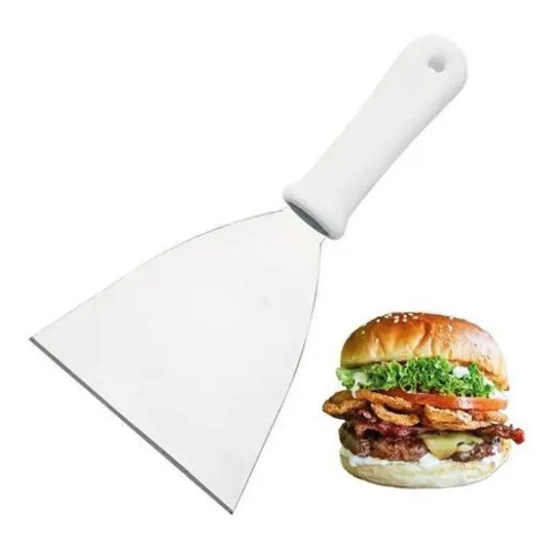 3x Espátula Inox Reta 5 Chapa Para Lanche Pizza Coz
