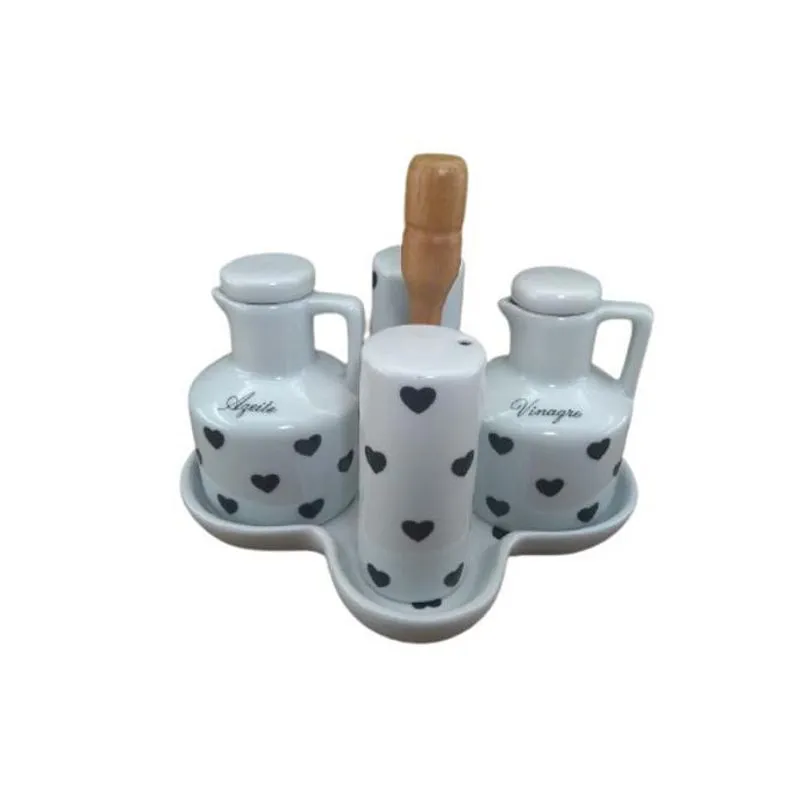 Galheteiro Porcelana Azeiteiro Vinagreiro Paliteiro Saleiro