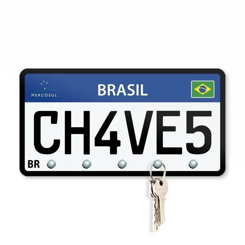 Porta Chaves Placa De Carro Ch4ve5 Decoração Geek