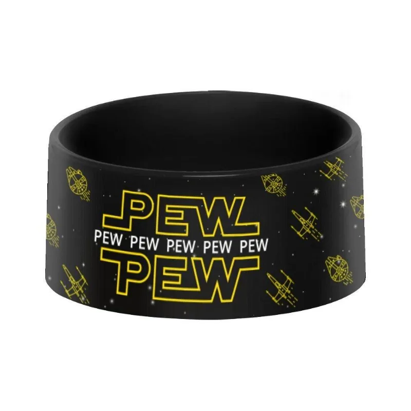 Comedouro E Bebedouro Para Cães E Gatos, Modelo Pew Pew, Beek Geek's Stuff, Preto
