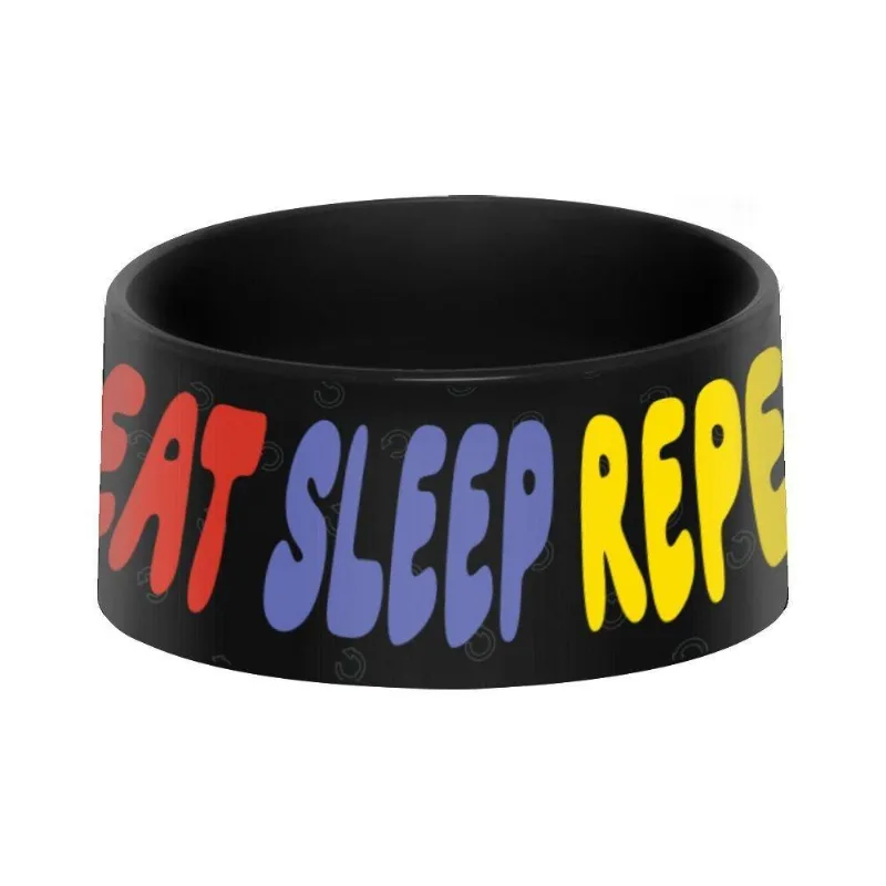 Comedouro Para Cães E Gatos, Modelo Eat Sleep Repeat