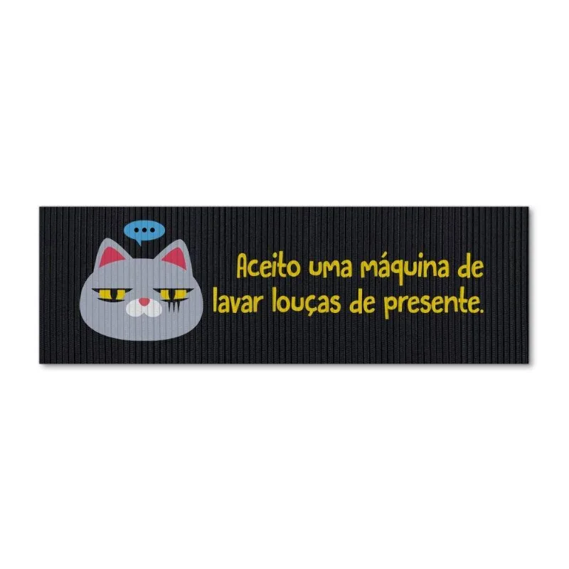 Tapete De Cozinha 1,25x0,40cm - Gato Rabugento (lava Louças)