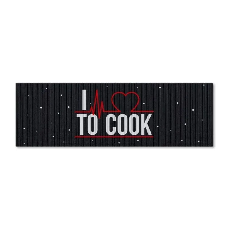 Tapete Para Cozinha Preto I Love To Cook