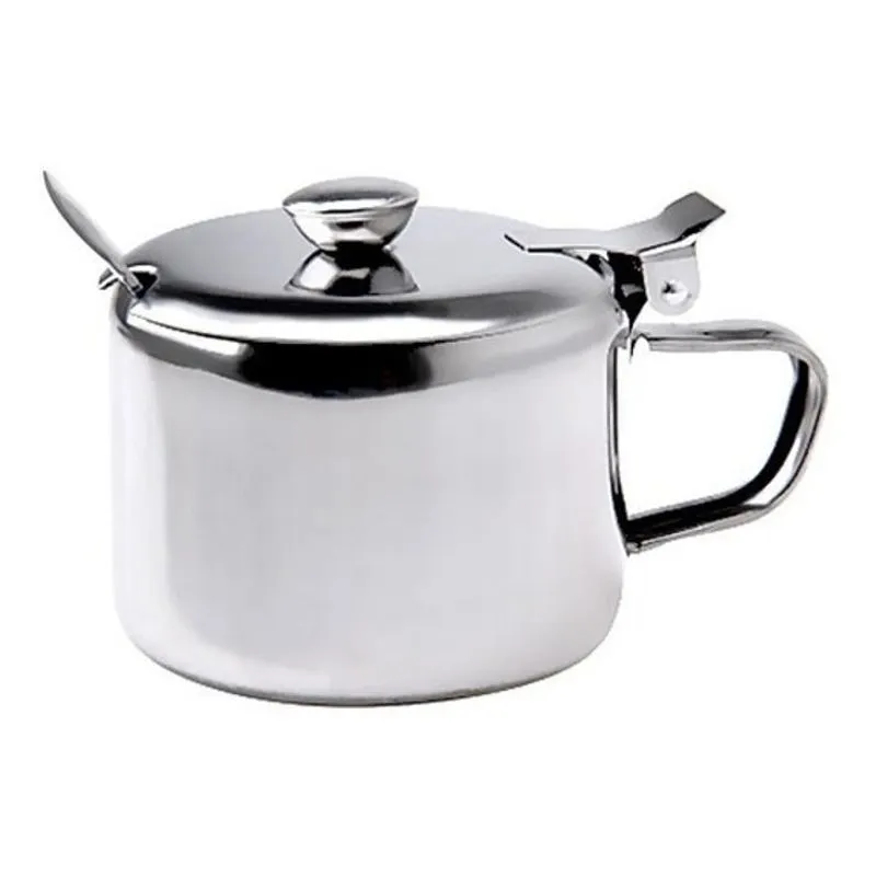 3 Açucareiro Em Aço Inox Com Colher 6 Cm 200ml
