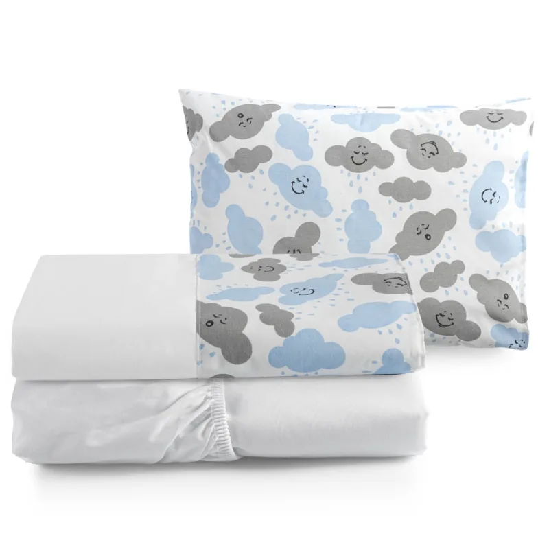Jogo de Lençol 3 Pçs Infantil para Mini Cama Percal Moderno