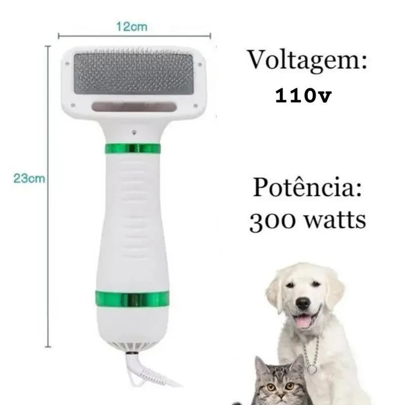 Escova Secadora e Modeladora Pet 110V Seca Alisa Desembaraça Antirruído Cães e Gatos Escova Secadora Pet Seca Alisa E Desembaraça Cão E Gato