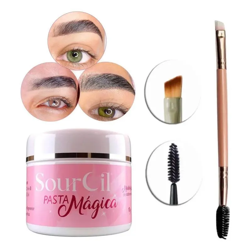 3x Pasta Magica Gel Modelador Sobrancelha Sourcil+ Pincel Du