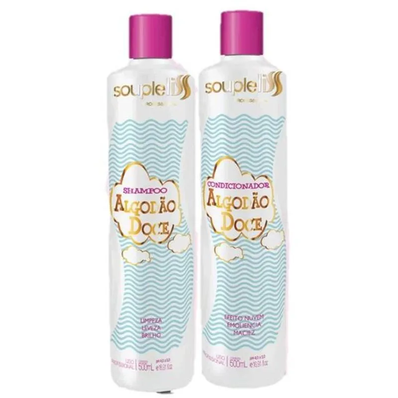 Shampoo E Condicionador Algodo Doce Souple Liss Efeito Nuv