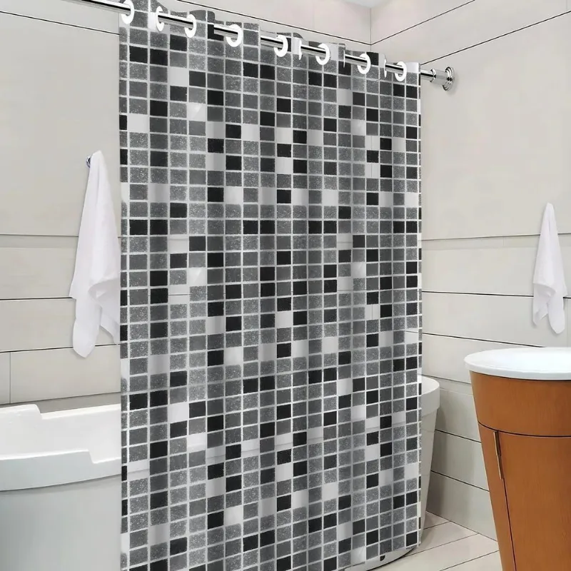 Cortina De Box Banheiro Lavável Pvc Grossa Estampa Pastilhas
