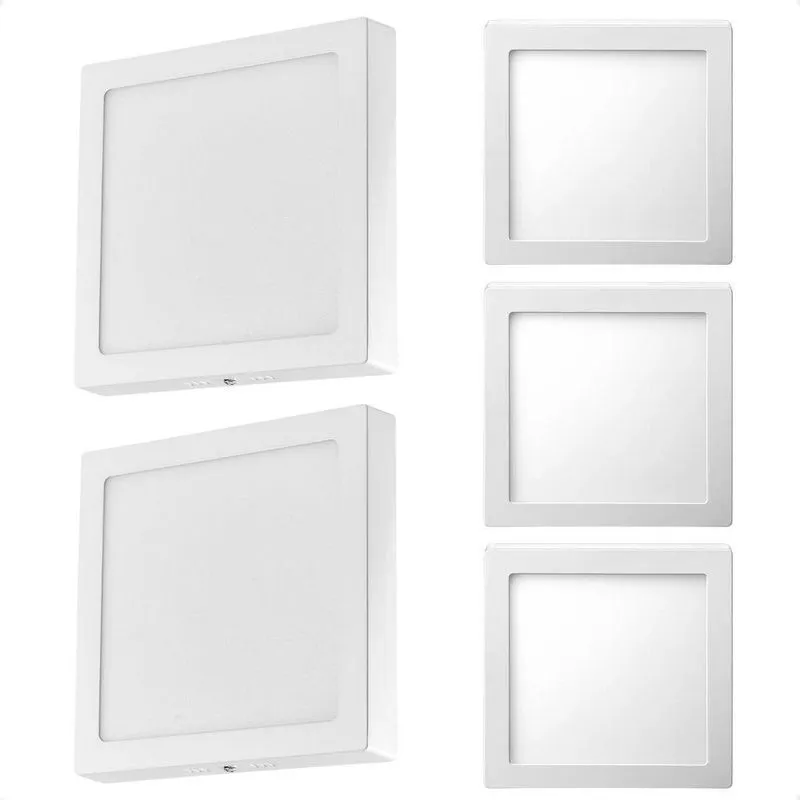 Kit 5 Painel De Led Quadrado Sobrepor 12w Bivolt Taschibra 4000k Neutro