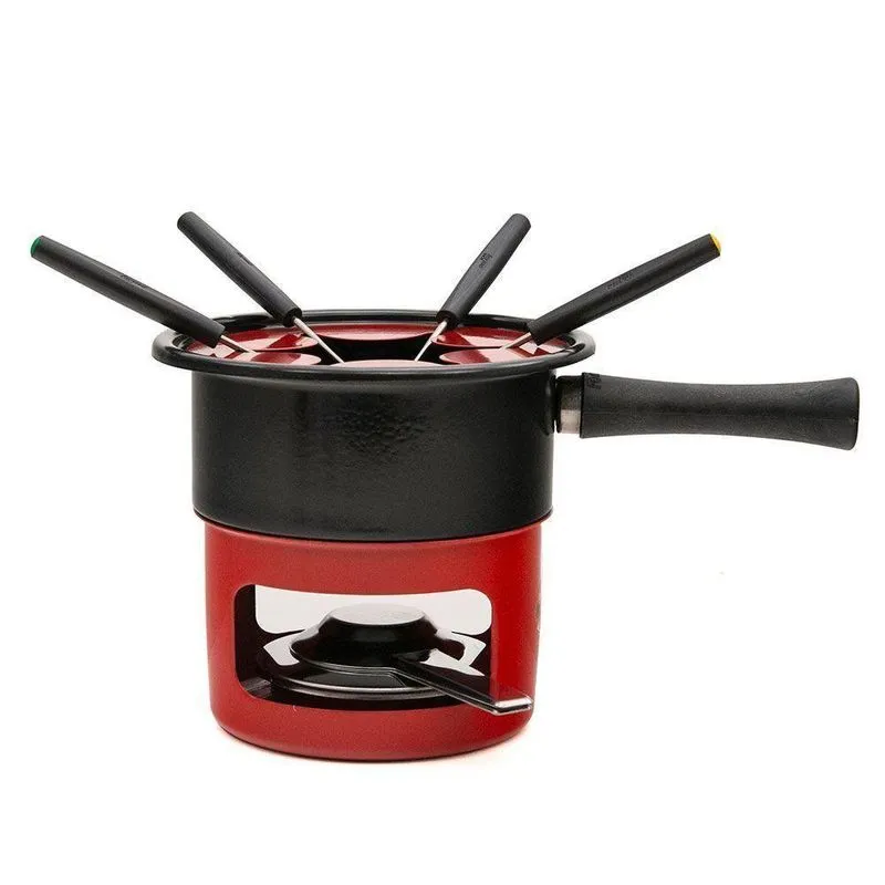 Conjunto Para Fondue Viena 8pçs Forma Com Queimador Vermelho