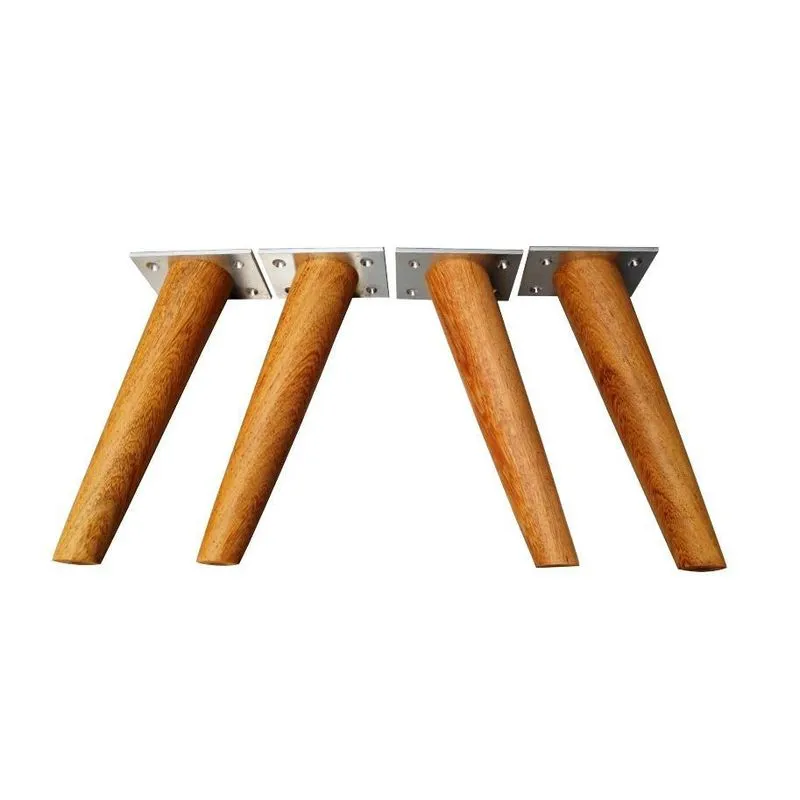 Pé Palito Madeira Angelim Móveis Kit 4pc 20 Cm C/base Metal