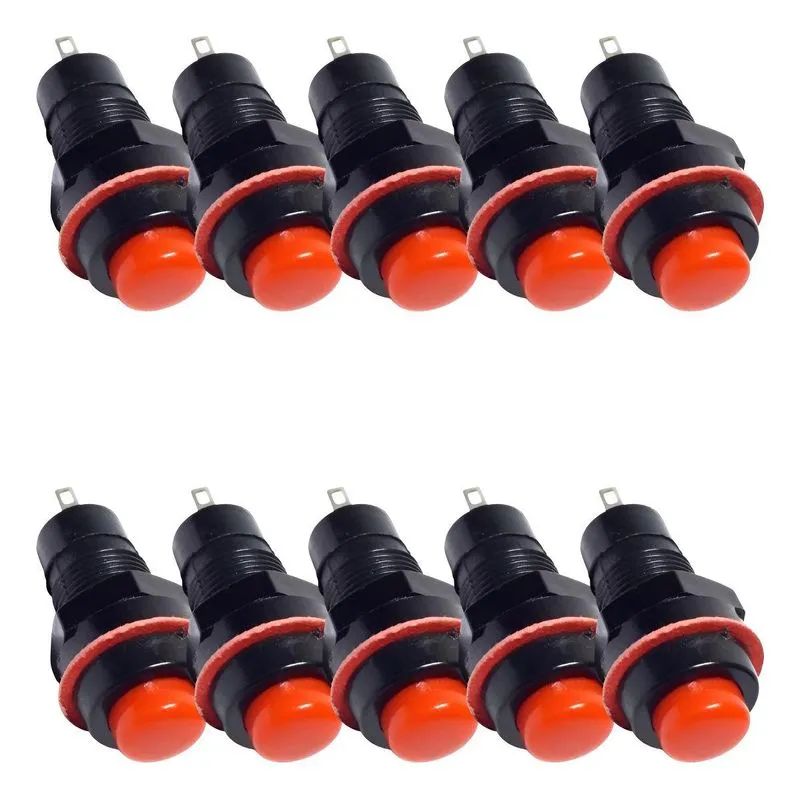 Chave Botão Pulso Ds-213 2t Sem Trava Kit 10 Peças