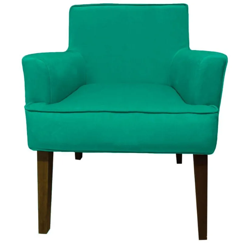 Poltrona Decorativa Jade Suede Azul Turqueza