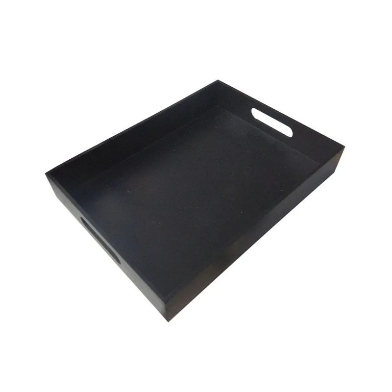 Bandeja Café Decoração Madeira Mdf Grande Preta 40x30cm