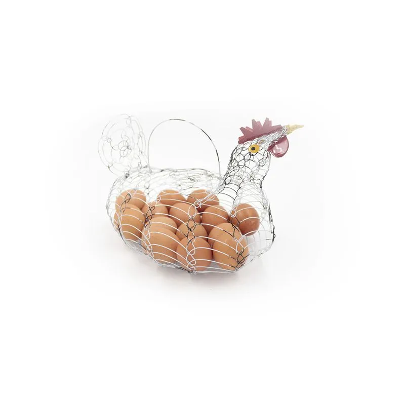 Porta Ovos Galinha Arame Cesta Retrô Grande Cabe 20 Ovos