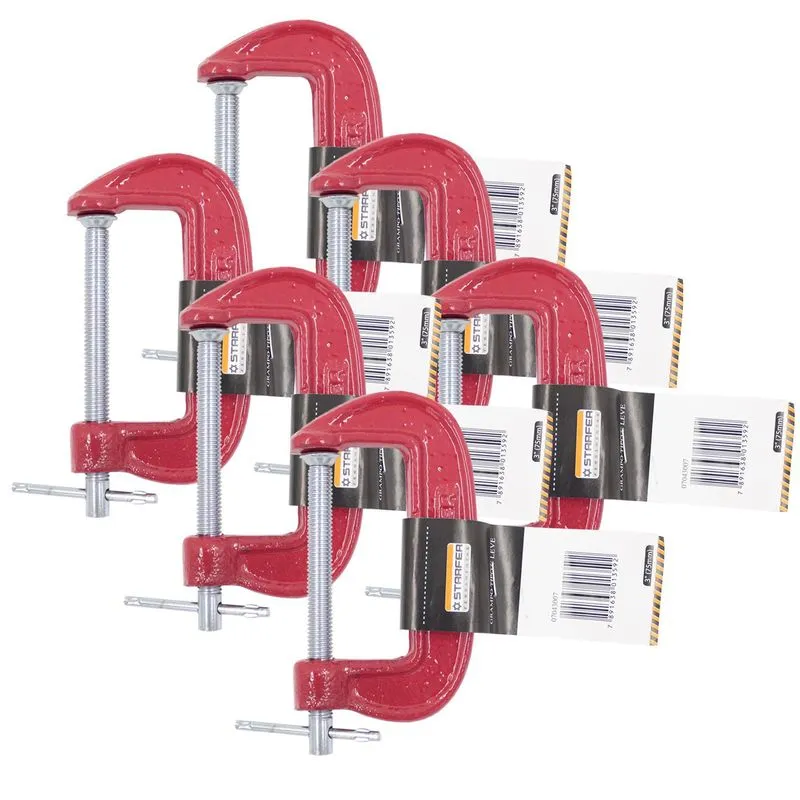 Sargento Grampo Serralheria Marcenaria 3 Starfer Kit 6 Unid