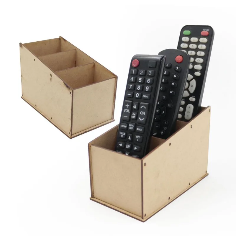 Kit 2 Porta Controle Remotos Pintura Com 3 Divisórias Em Mdf