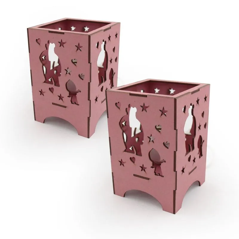 Kit 2 Luminaria Abajur Mdf Infantil Quarto Criança Urso Kids