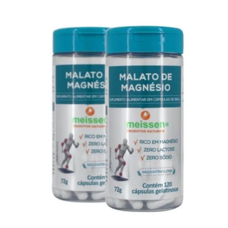 Kit 2 X Malato De Magnésio 500mg Meissen 120 Cápsulas Cada