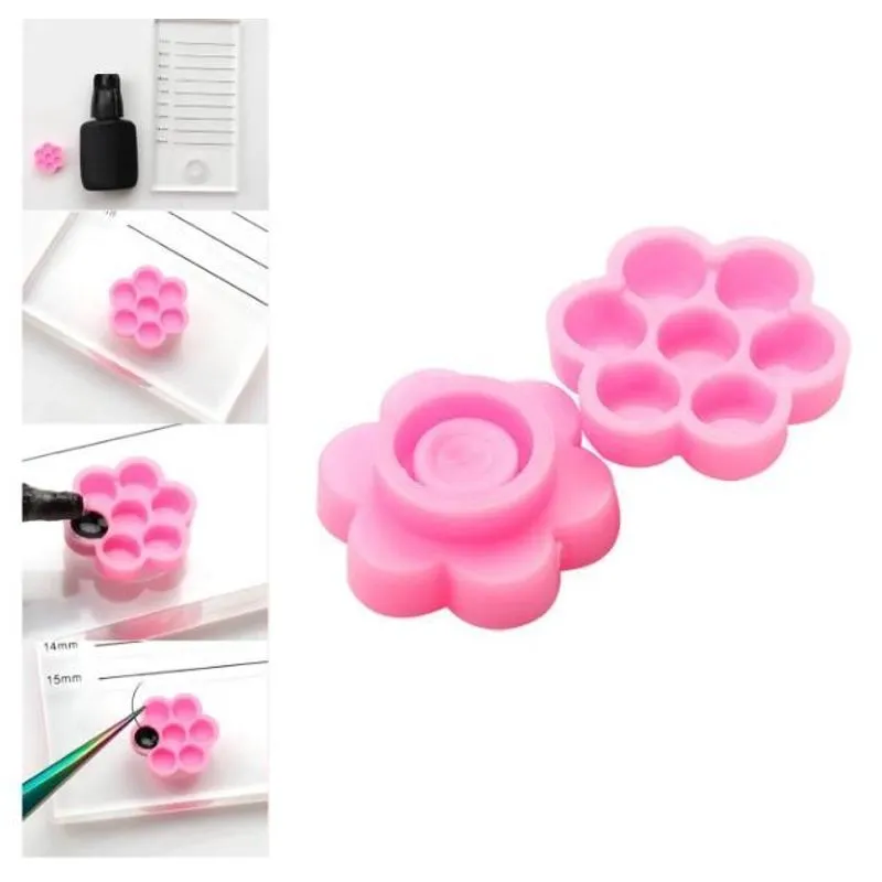 Batoque Flor Rosa Porta Cola Extensão De Cílios - 100 Un
