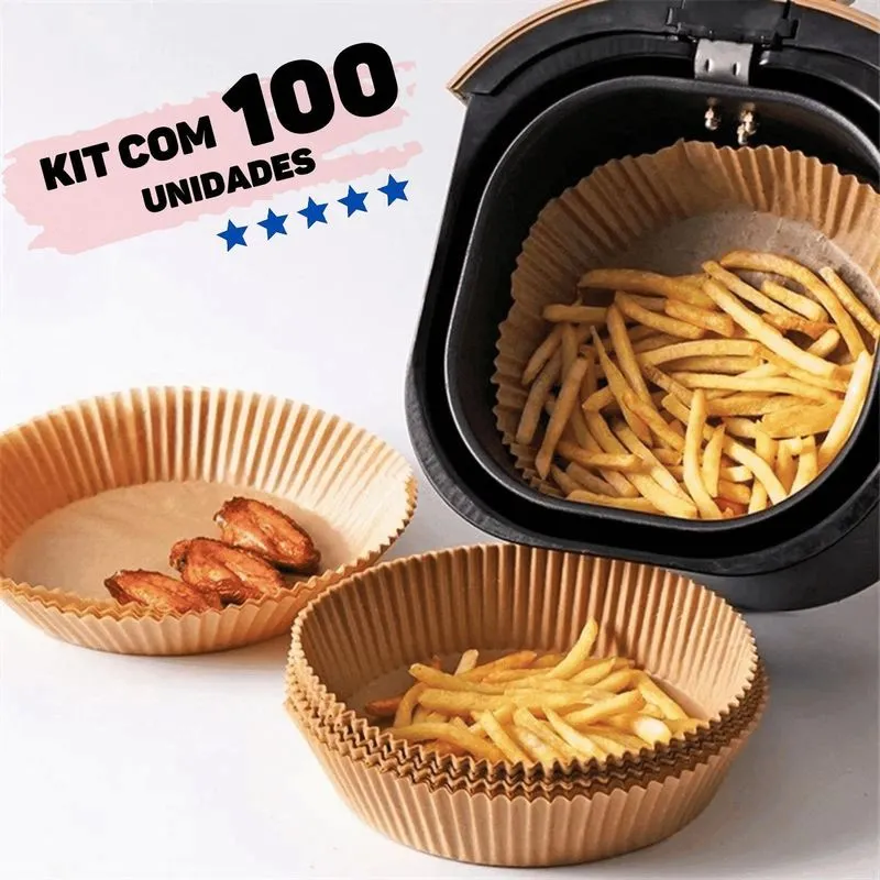 100 Forma Forro De Air Fryer Descartável Não Gruda Sem Óleo