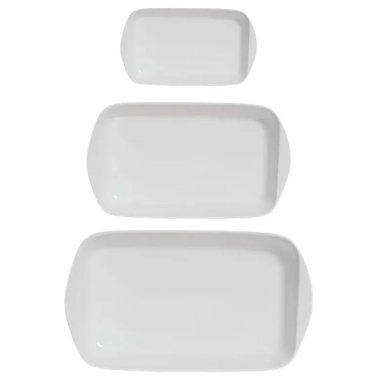 Conjunto De Travessa Branca Cerâmica Scalla Cooking Premium