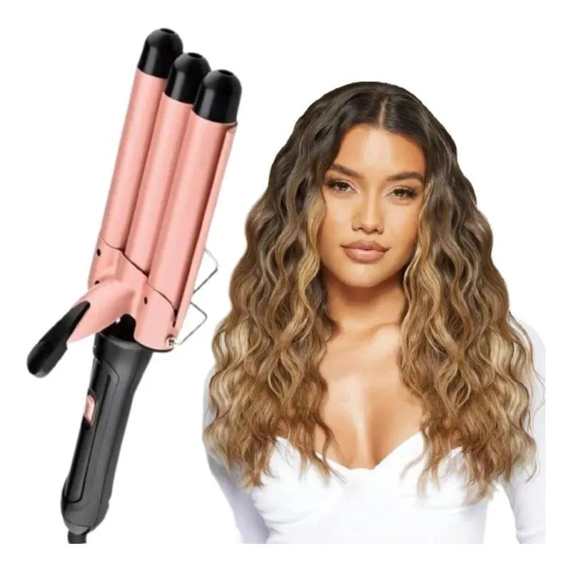 3x Chapinha Modelador Cabelo Cerâmica Tri-onda Ondulador Biv