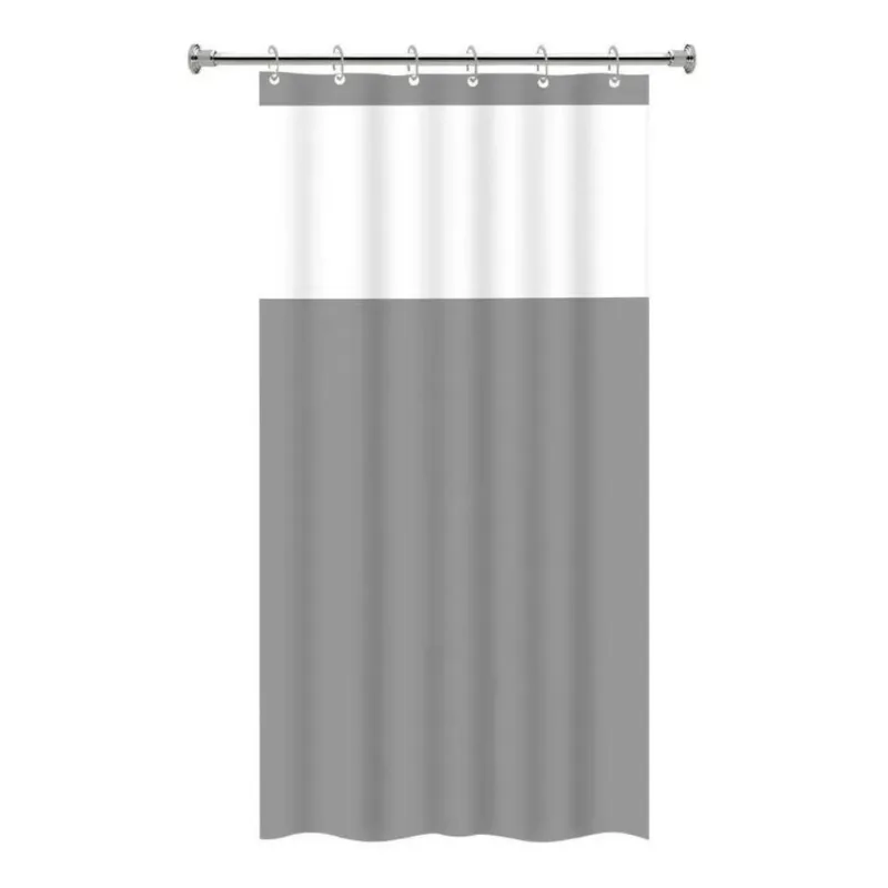 Cortina Box Em Pvc Antimofo Banheiro Preto Lisa Com Visor Co